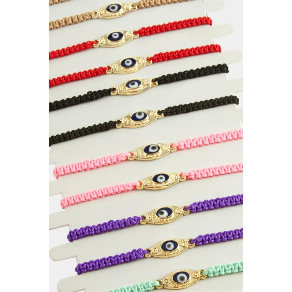 Nazar Makrome Örgülü Bileklik-Renkli