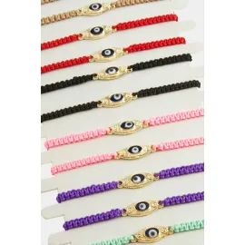 Nazar Makrome Örgülü Bileklik-Renkli