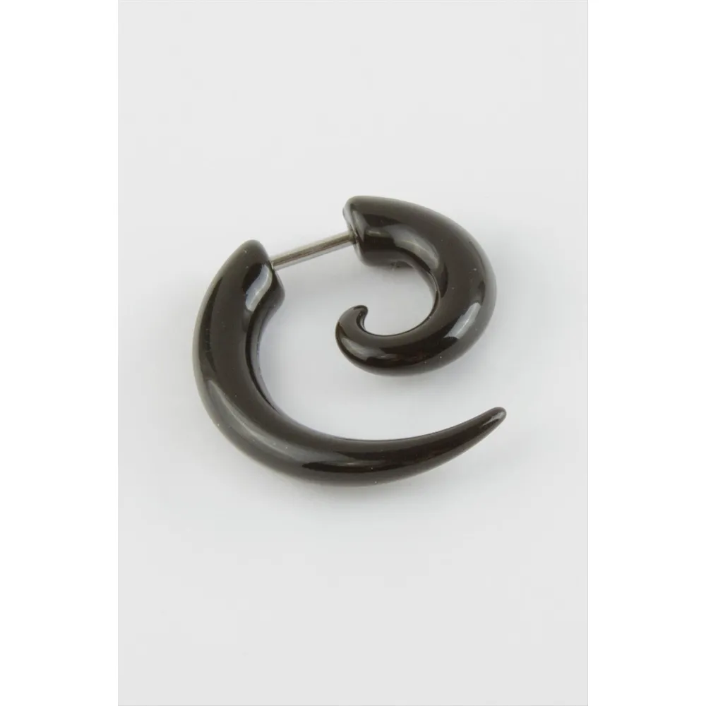 Yarım Ay Erkek Çelik Küpe-Siyah