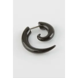 Yarım Ay Erkek Çelik Küpe-Siyah