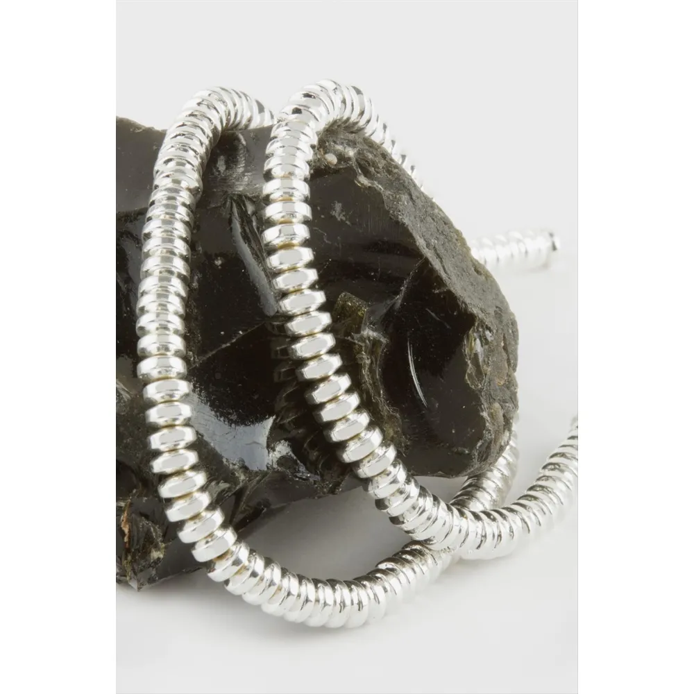 Rondela Hematit Taşı 6 mm-Gümüş Rengi