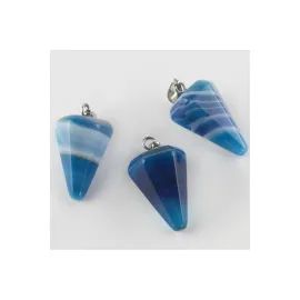 Akik Pandül Doğaltaş Kolye Ucu-Mavi