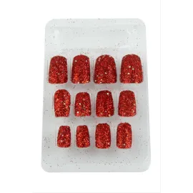 Simli Renkli Takma Tırnak-Renkli