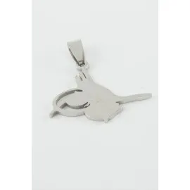 Tuğra Çelik Kolye Ucu 2,8 Cm-Gümüş Rengi