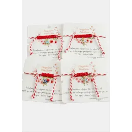 Drniz Yıldızı Marteniçka Makrome İp Bileklik-Kırmızı