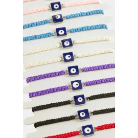 Kare Nazar Makrome Örgülü Bileklik-Renkli