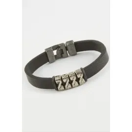 Dört Sıra Kaliteli Suni Deri Bileklik-Siyah