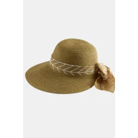 Fiyonglu Hasır Şapka-Krem