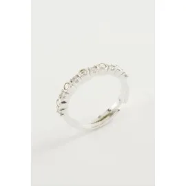 Crt Taşlı Yüzük-Gümüş Rengi