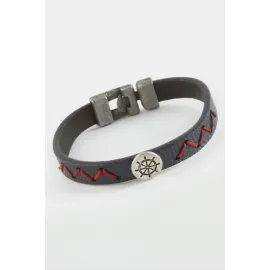 Dümen Kaliteli Suni Deri Bileklik-Lacivert