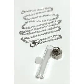 Metal Kapaklı Boş Fanus Canlı Kolye-Gümüş Rengi