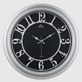 Duvar Saati Gri İçi Siyah 46Cm Kabartma Rakam Metal Akrep Yelkovan Akar Saniye