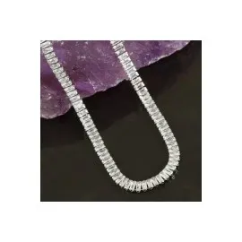 4 Mm Baget Taşlı Zirkon Lüks Çelik Kolye-Sarı