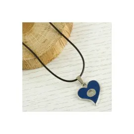 Kalp Metal Vinlex Deri Kolye-Renkli