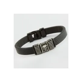 Kuru Kafa Kaliteli Suni Deri Bileklik-Siyah