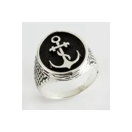 Çapa Metal Erkek Yüzük-Gümüş Rengi