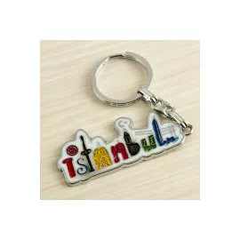 İstanbul Yazılı Metal Anahtarlık-Gümüş Rengi