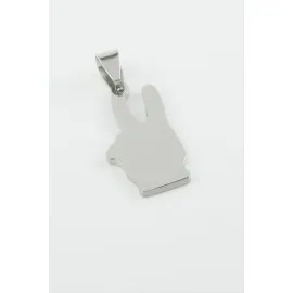 Zafer İşareti Çelik Kolye Ucu 2,8 Cm-Gümüş Rengi