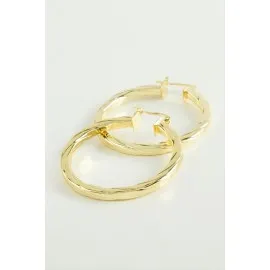 Ezme Halka Küpe 4,5 Cm-Sarı