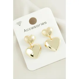 Kalp Trend Metal Küpe-Sarı