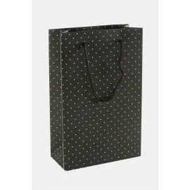 11X17 Benekli İpli Karton Çanta 1 Adet-Siyah