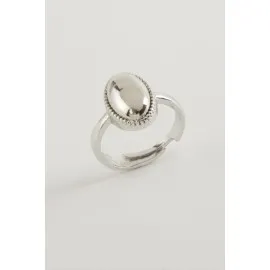 Oval Metal Yüzük-Gümüş Rengi