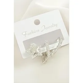 3 Adet Yıldız İnci Zirkon Taşlı Küpe-Gümüş Rengi