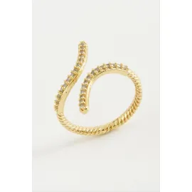 Yılan Zirkon Taşlı Yüzük-Gümüş Rengi