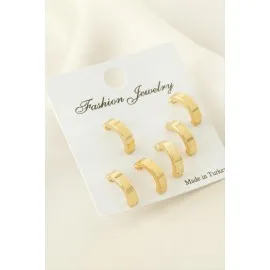 6 Adet Yarım Halka Küpe 1 Cm-Gümüş Rengi