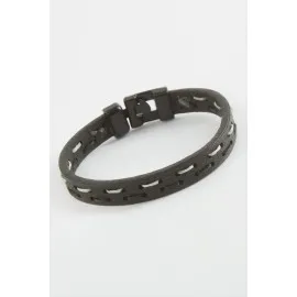 Taraftar Kaliteli Suni Deri Bileklik-Siyah