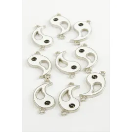 Yin Yang Çift Kulp Mineli Bileklik ve Kolye Ucu Aparatı 1 Adet-Beyaz