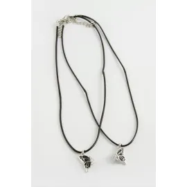 Kelebek Arkadaşlık Kolyesi Çift Kolye-Siyah