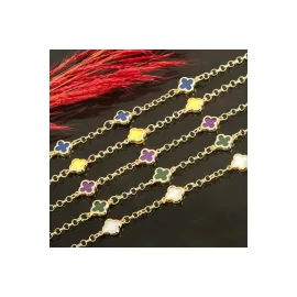 Çiçek Mineli Yeni Sezon Zincir Bileklik-Sarı