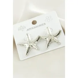 Deniz Yıldızı Metal Küpe-Gümüş Rengi