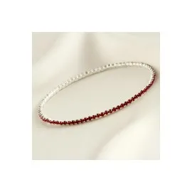 2 Mm Minik Şerit Taşlı Suyolu Bileklik-Kırmızı