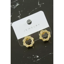 Sargılı Zirkon Taşlı Küpe-Sarı