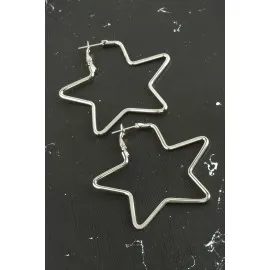 Yıldız Trend Küpe 5,5 Cm-Gümüş Rengi