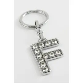 Gümüş Renkli Taşlı Harf Anahtarlık-F