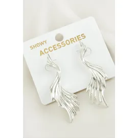 Kanat Yeni Sezon Metal Küpe-Gümüş Rengi