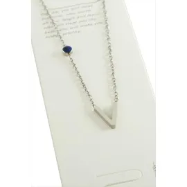 Gümüş Renkli Harfli Çelik Kolye-V