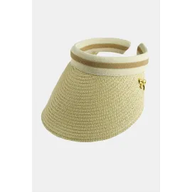 Fiyong Kasketli Hasır Plaj Şapkası-Bej