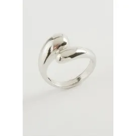 Su Damlası Metal Yüzük-Gümüş Rengi