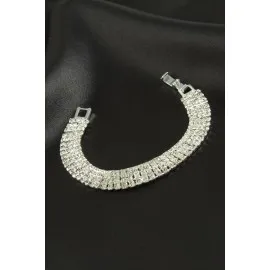 4 Sıra Taşlı Suyolu Bileklik-Gümüş Rengi