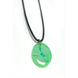 Kartopu Çiçeği Oval Epoksi Kolye-Yeşil