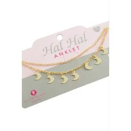 Hilal Çift Zincirli Halhal-Sarı