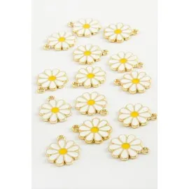 Papatya Tek Kulplu Mineli Bileklik Ve Kolye Ucu Aparatı 1 Adet-Sarı