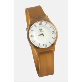 Silikon Kayışlı Bay Bayan Kol Saatic-Açık Kahverengi