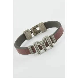 Kayı Boyu Suni Deri Bileklik-Bordo