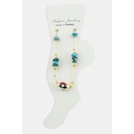 Nazar Göz Kırık Doğaltaşlı Halhal-Kırmızı