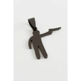 Silahlı Asker Çelik Kolye Ucu 3 cm-Siyah